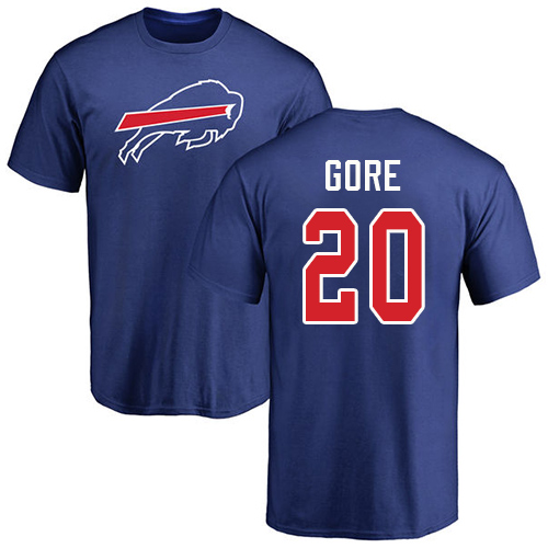 Men NFL Buffalo Bills #20 Frank Gore Royal Blue Name and Number Logo T Shirt->buffalo bills->NFL Jersey